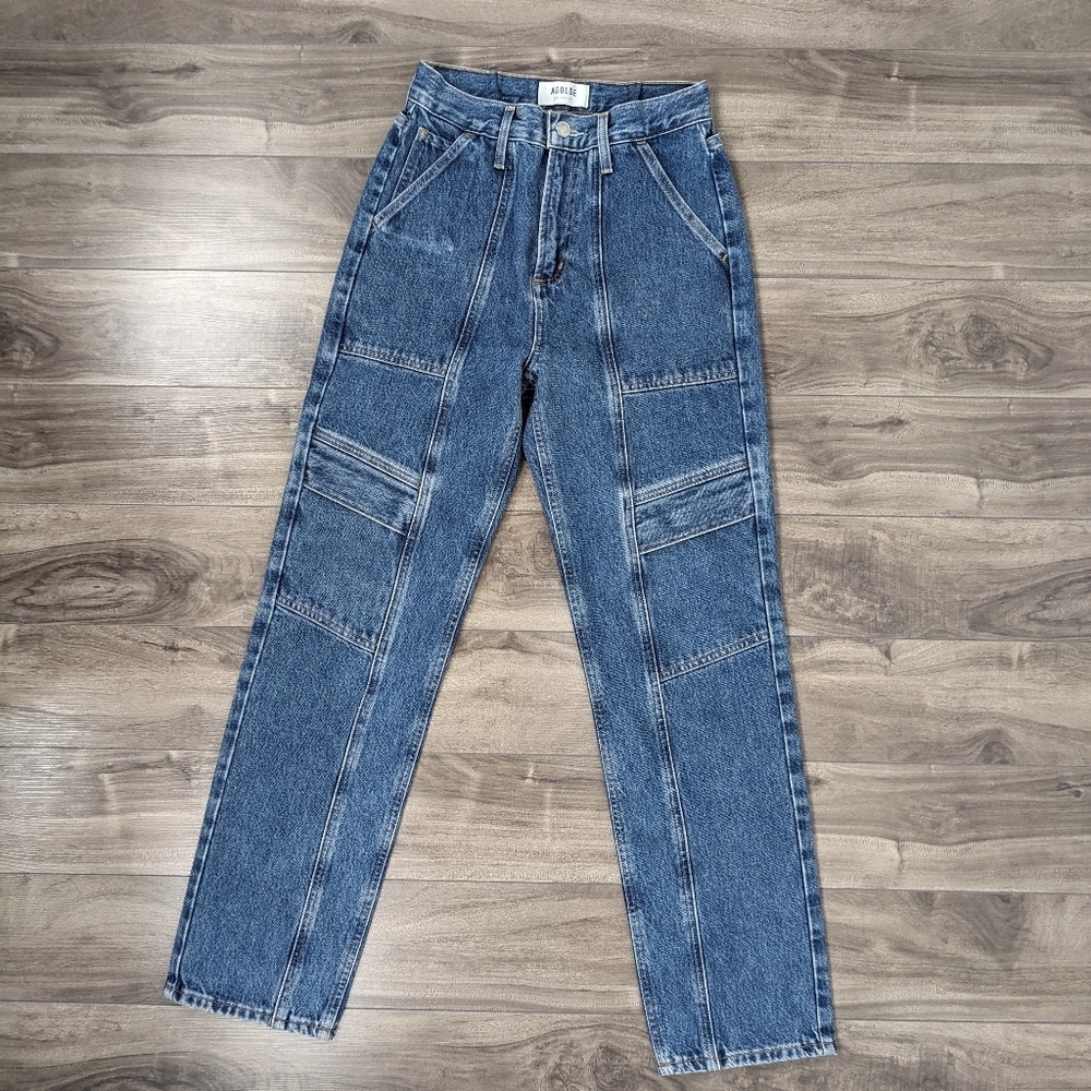 Agolde Cooper Cargo Utility Regulation Organic Cotton Blue Denim Jeans Size 23